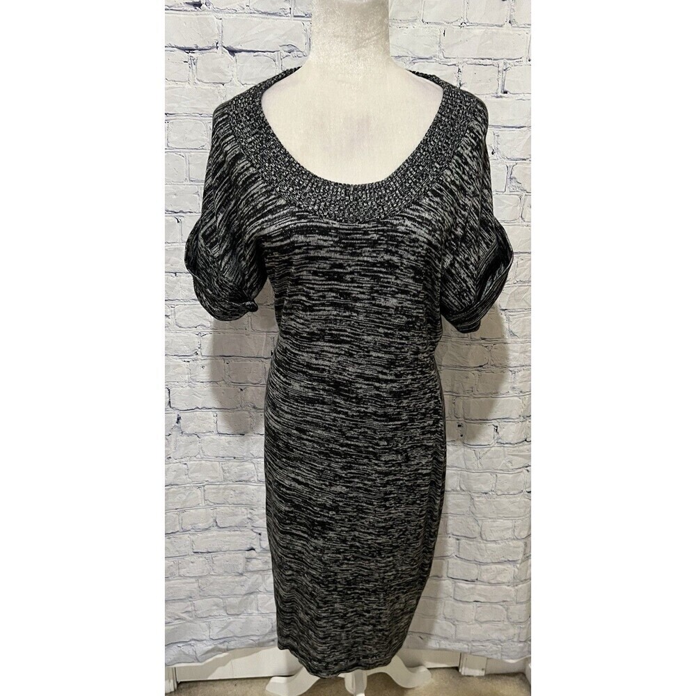 Calvin Klein CK Marled Knit Short Sleeve Sweater Dress Midi Size Medium